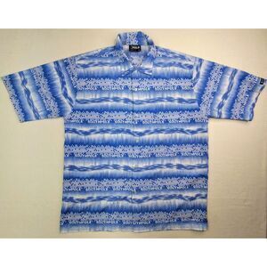 Southpole Shirt Mens Large Blue Digital Casual Button Up Y2K All Over‎ Print